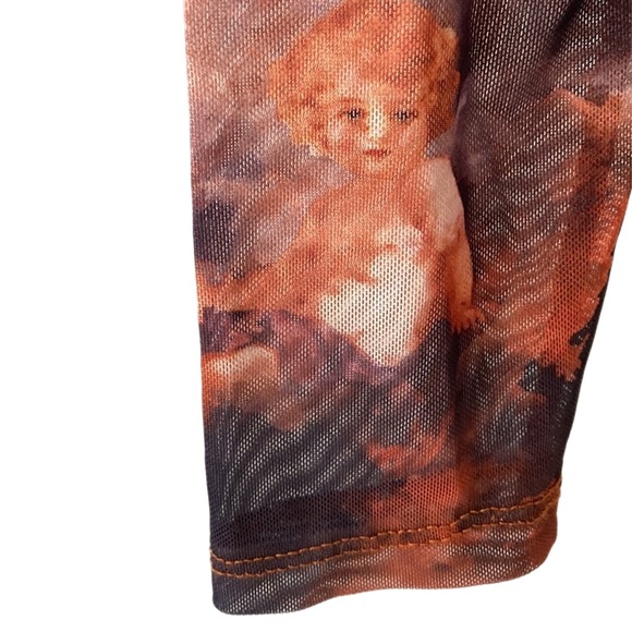 VALLEYGIRL mesh long sleeve top cropped Angel Heaven print - Picture 8 of 9